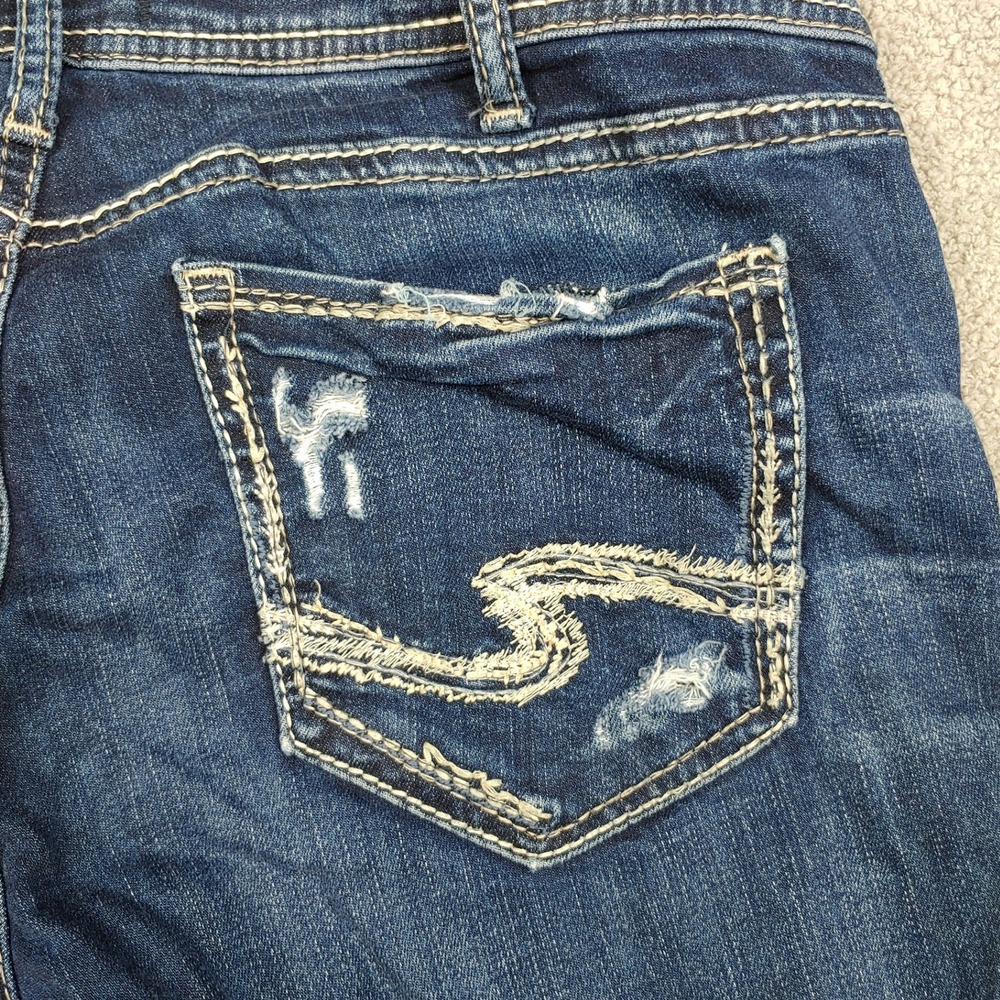 Silver Jeans Co. Suki Capri - Womens 34x25 Blue Distressed Mid Rise - VERY GOOD - Picture 12 of 15
